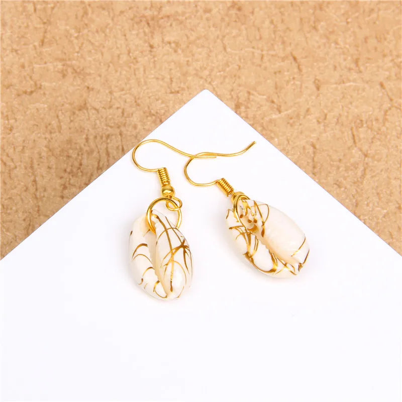 Natural Shell Scallop Drop Earrings Jewelry