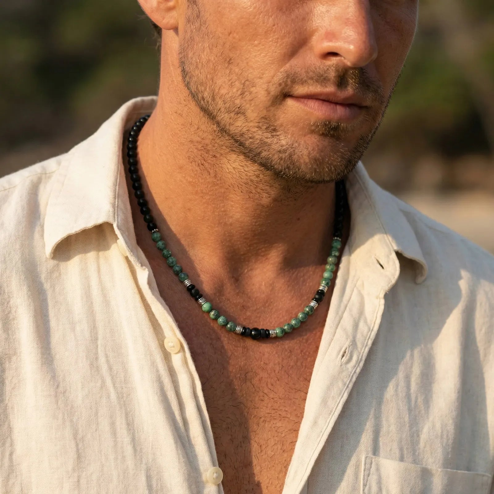 Natural Stone Beaded Choker Necklace