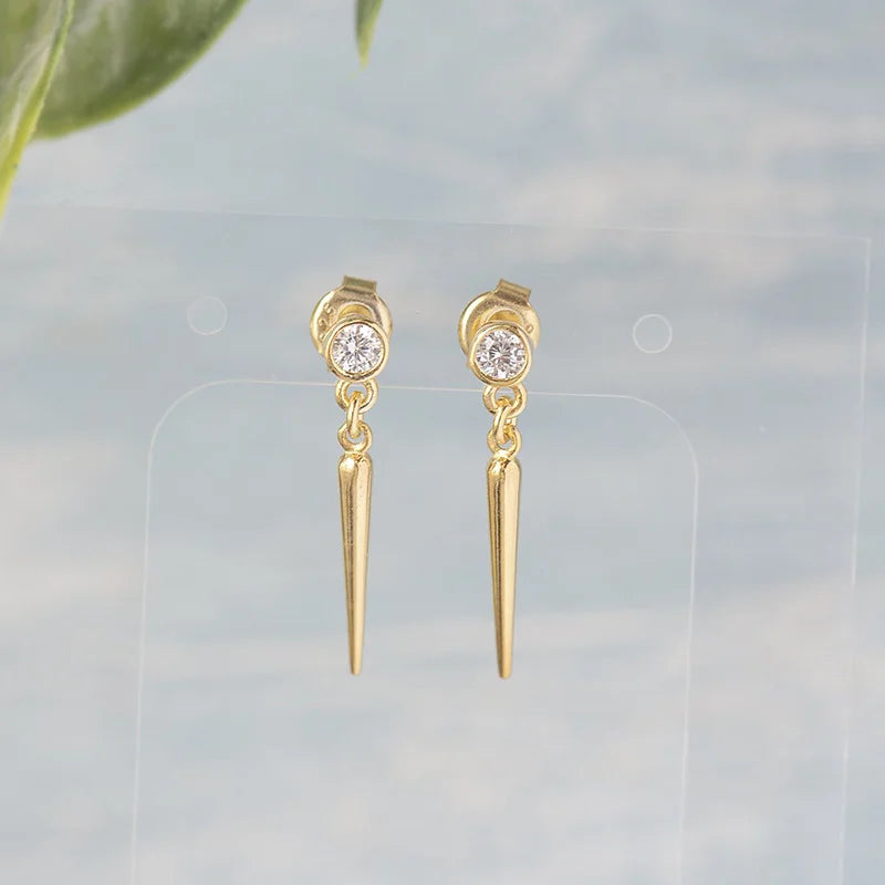 Gold Plated Cubic Zirconia Stud Earrings Jewelry