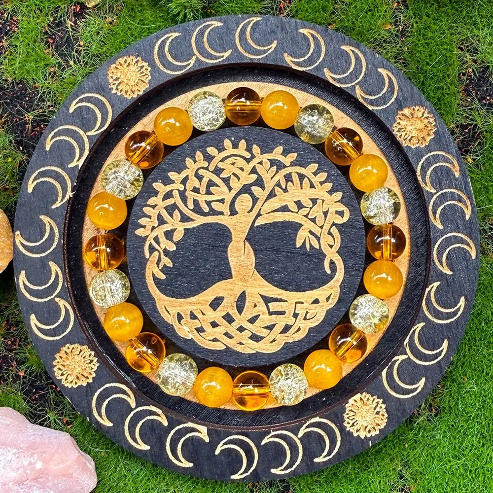 Tiger Eye & Yellow Agate Boho Bracelet, Good Luck Wealth Protection Talisman