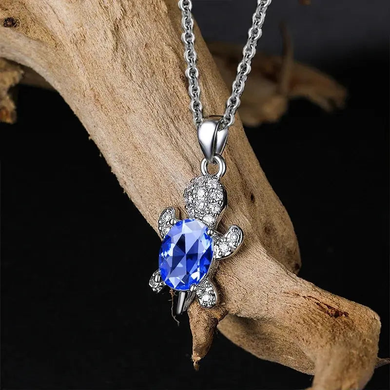Sea Turtle Necklace & Earrings Set of 3, Silver-Plated Multi-Color Glass Ocean Jewelry
