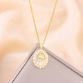 Vintage Style Oval Pearl Rose Pendant Stainless Steel Necklaces For Women Elegant Ladies Neck Chain Jewelry - Charlie Dolly