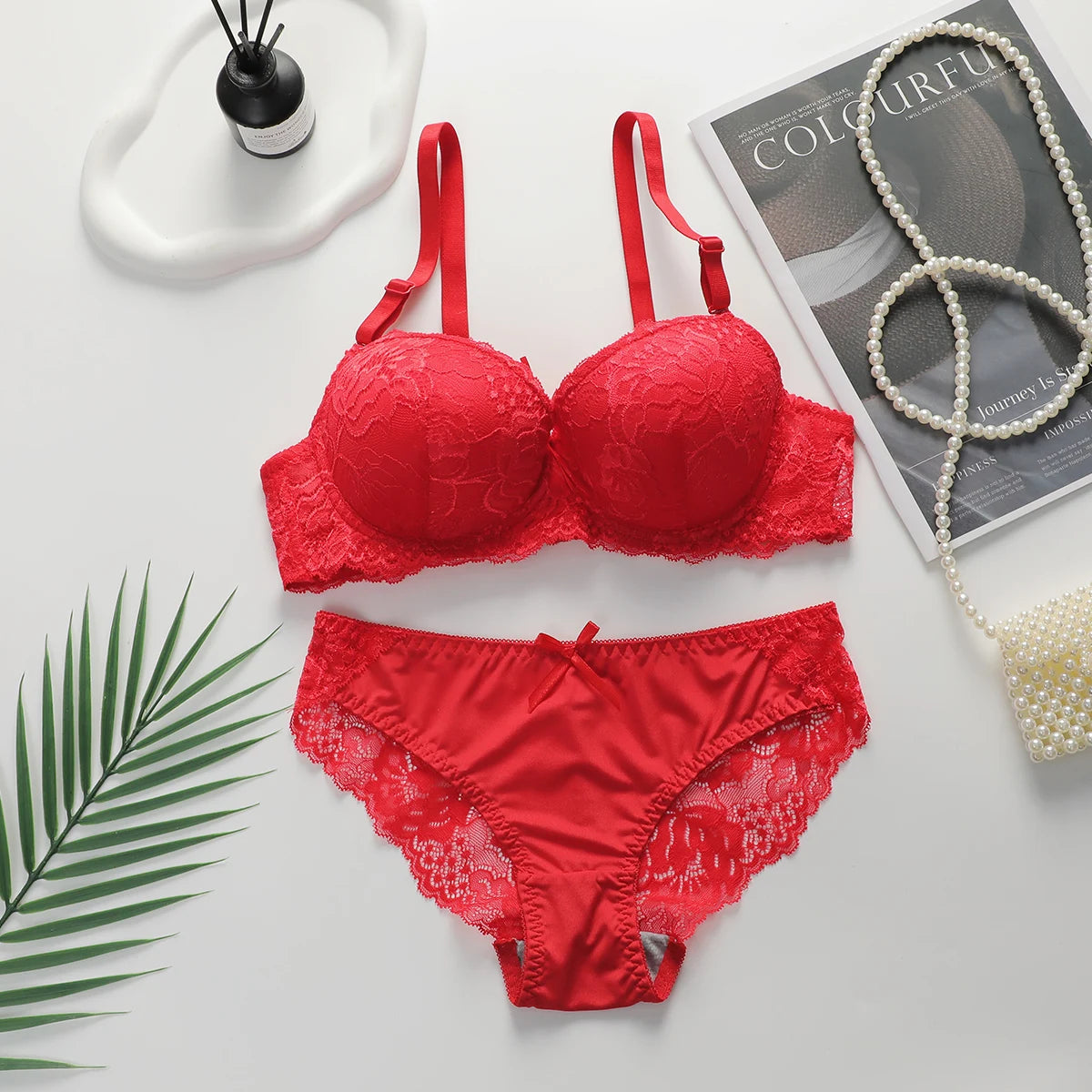 2-piece Sexy Multi-color Lingerie Set For Women's Gathering Push Up Underwear For Women's Flower Underwear Set A2155 Burgundy / L 2-piece Sexy Multi-color Lingerie Set For Women's Gathering Push Up Underwear For Women's Flower Underwear Set A2155 Burgundy / L