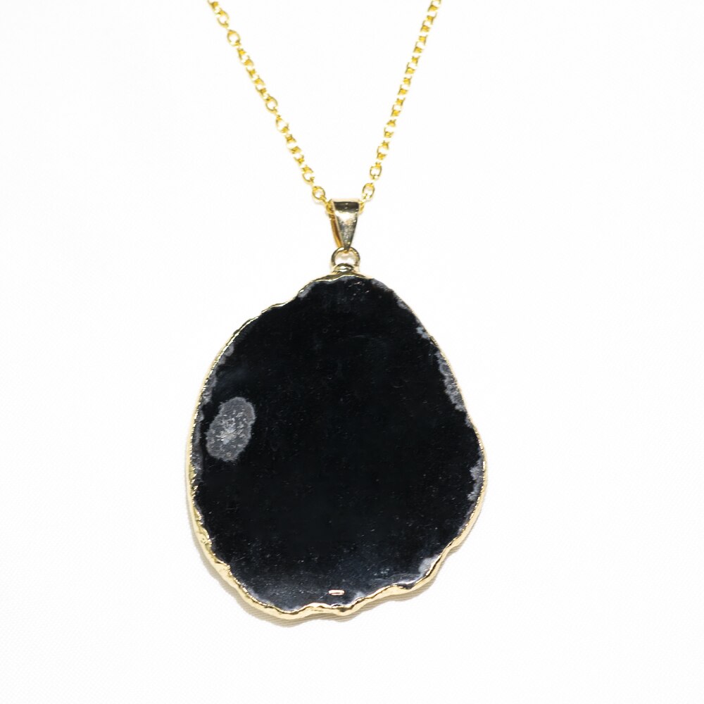 Fashion Irregular Magic Agate Piece Crystal Color Quartz Stone Natural Gold Pendant Necklace Jewelry Reiki Healing Gift
