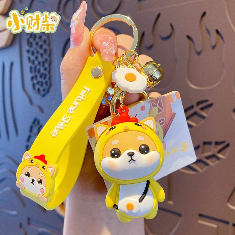 Cute Tiger Rabbit Shiba Inu Doll Key Ring Cartoon Zodiac Shiba Inu Keychain Women Couple Kids Backpack Charm Key Chains Gifts