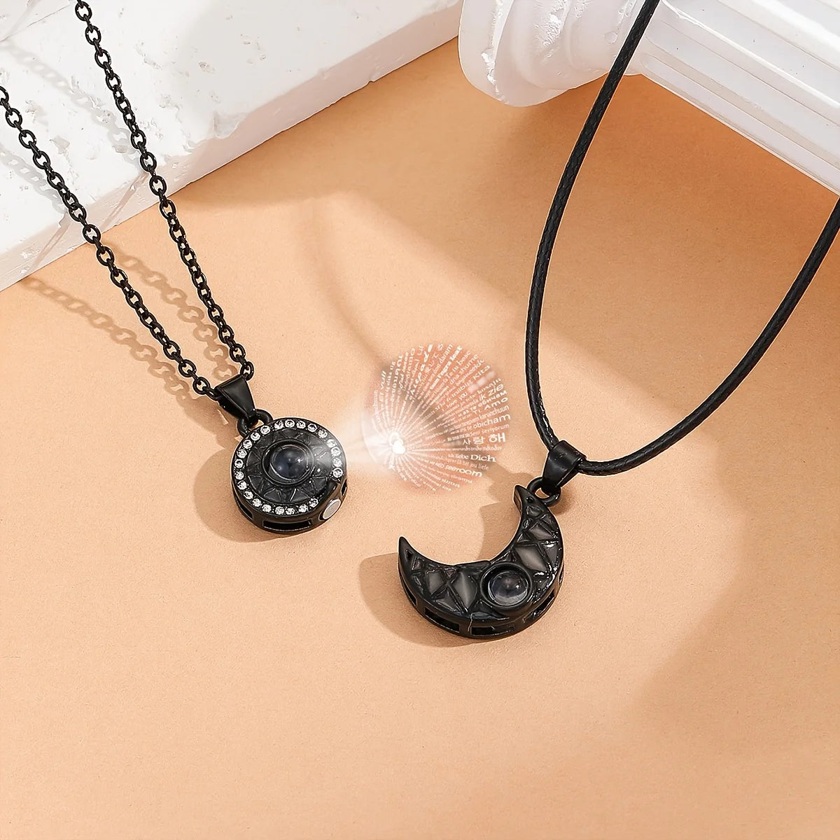 Luminous Glow-in-the-Dark 100 Languages I Love You Couple Necklace, Night Love Talisman