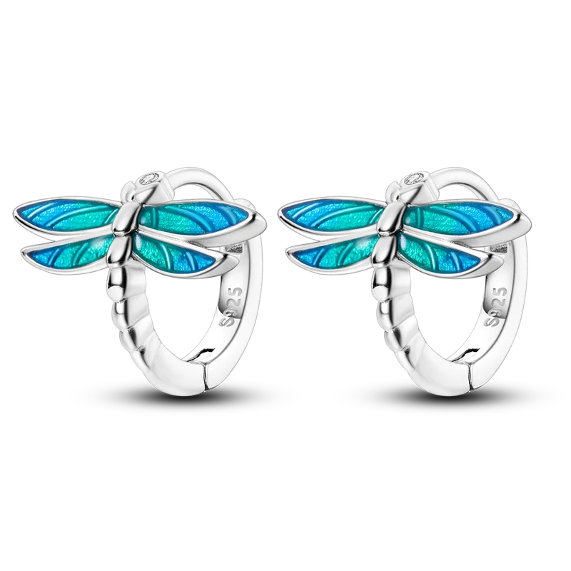 Sterling Silver Clover Butterfly Hoop Earrings Jewelry