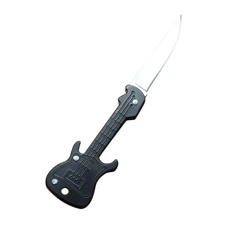 Mini Guitar Key Knife Stainless Steel Folding Knife Household Self-Defense Pocket Portable Tools Can Be Made Of Key Chain