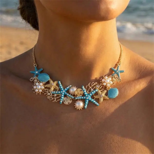 Exaggerated Coral, Starfish and Scallop Ocean Necklace, Bracelet or Earring