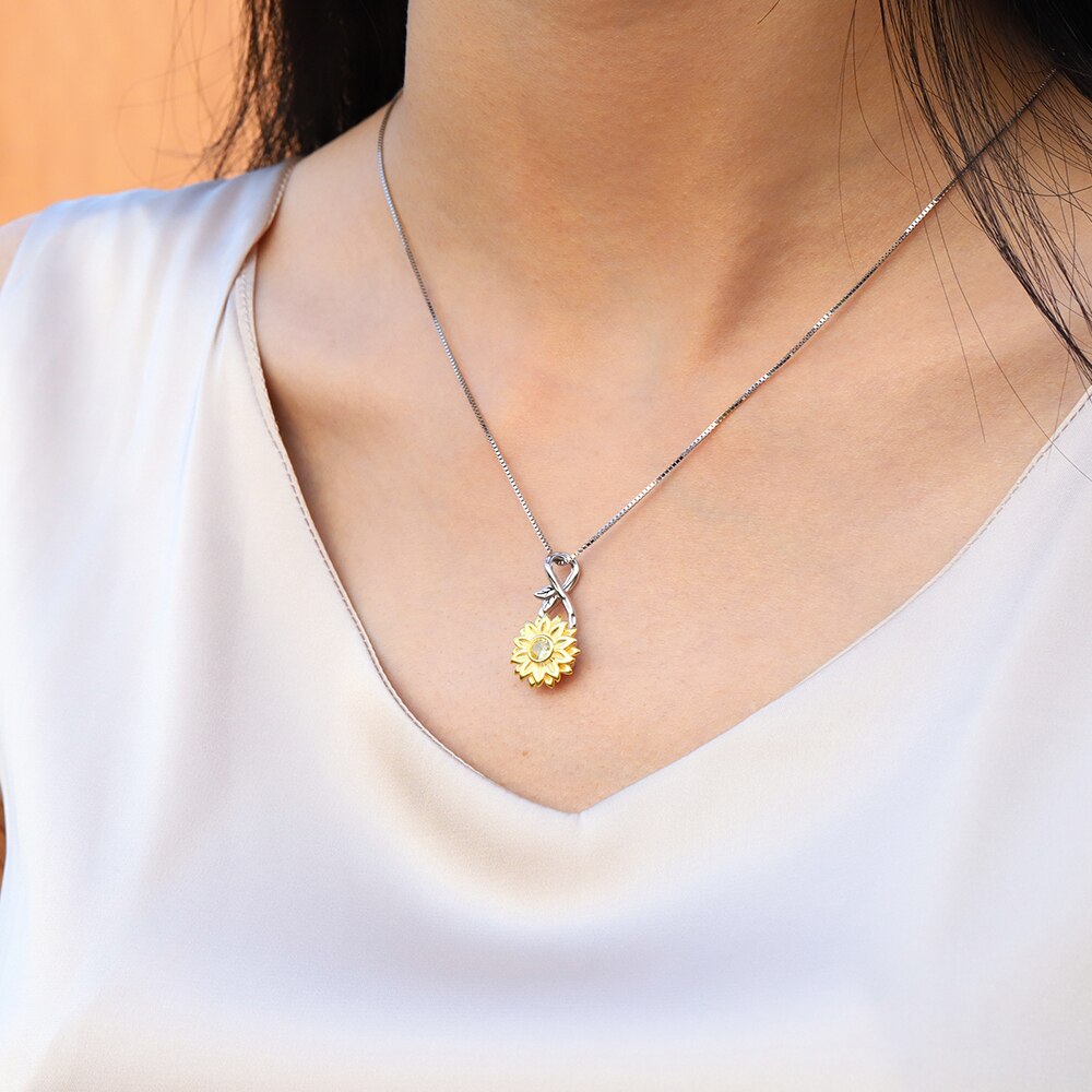 925 Sterling Silver Infinity Rotatable Spinner Anxiety Fidget Sunflower Pendant Worry Stress Relief Necklaces Jewelry for Women
