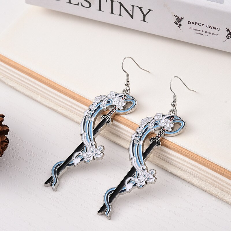 Fashion metal Tanjiro Earrings Demon Slayer Earrings Anime Cosplay Props Drop Long Earrings for man Women Jewelry Style