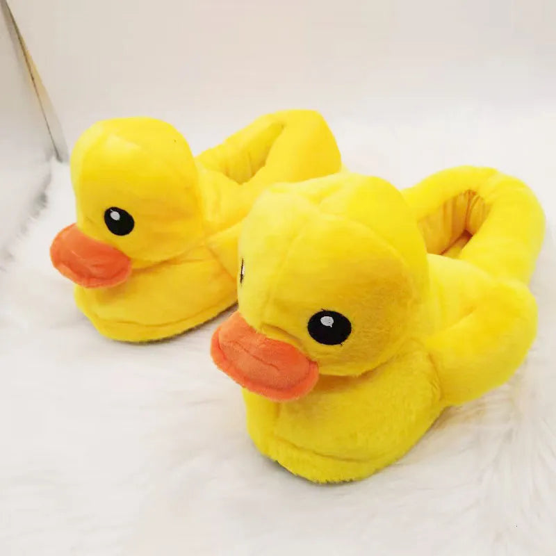 Winter Creative Cartoon Yellow Duck Cotton Shoes Women Indoor Cozy Warm Slippers Unisex One Size Slides Plush Lovely Duck Shoes - Charlie Dolly