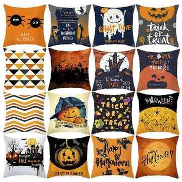 2024 Halloween Cushion Cover Halloween Decoration for Home Ghost Pumpkin Bat Pillowcase Horror Trick Or Treat Party Supplies - Charlie Dolly
