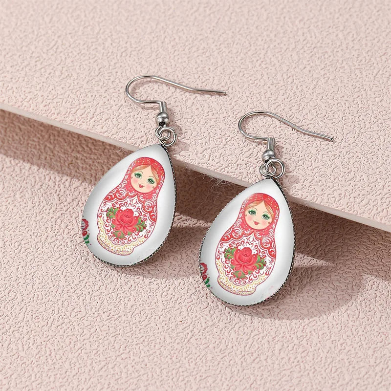 Matryoshka Doll Resin Boho Drop Earrings Jewelry