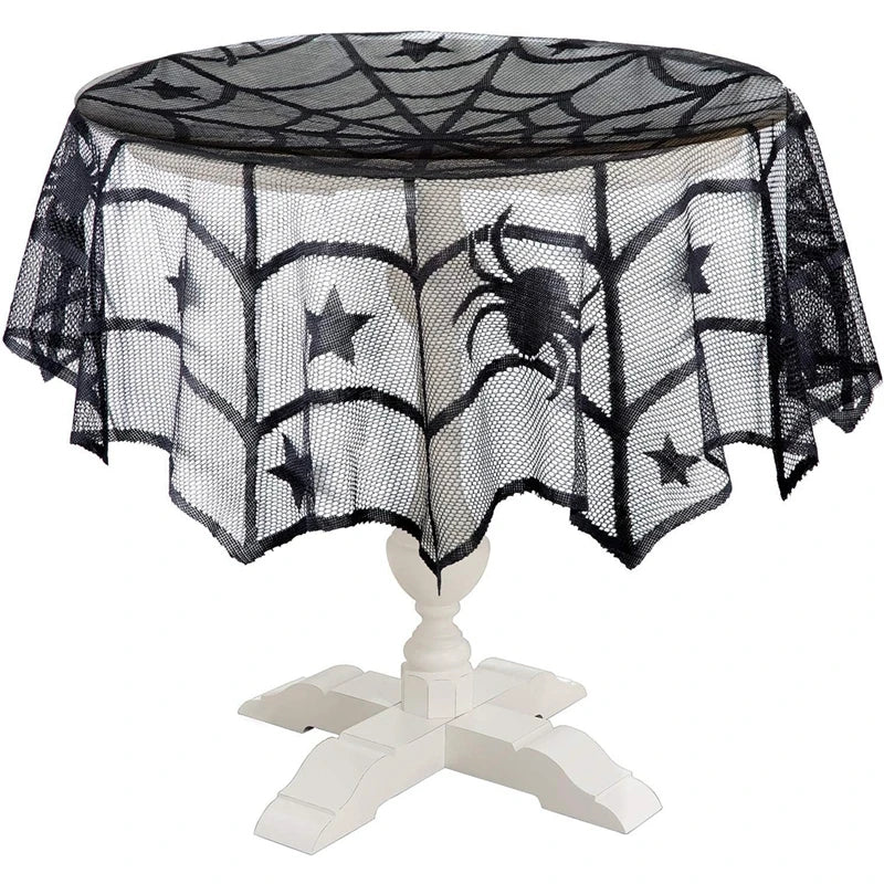Halloween Black Lace Placemat Happy Halloween Party Decorations 2024 For Home Spider Web Tablecloth Kitchen Dining Table Covers - Charlie Dolly