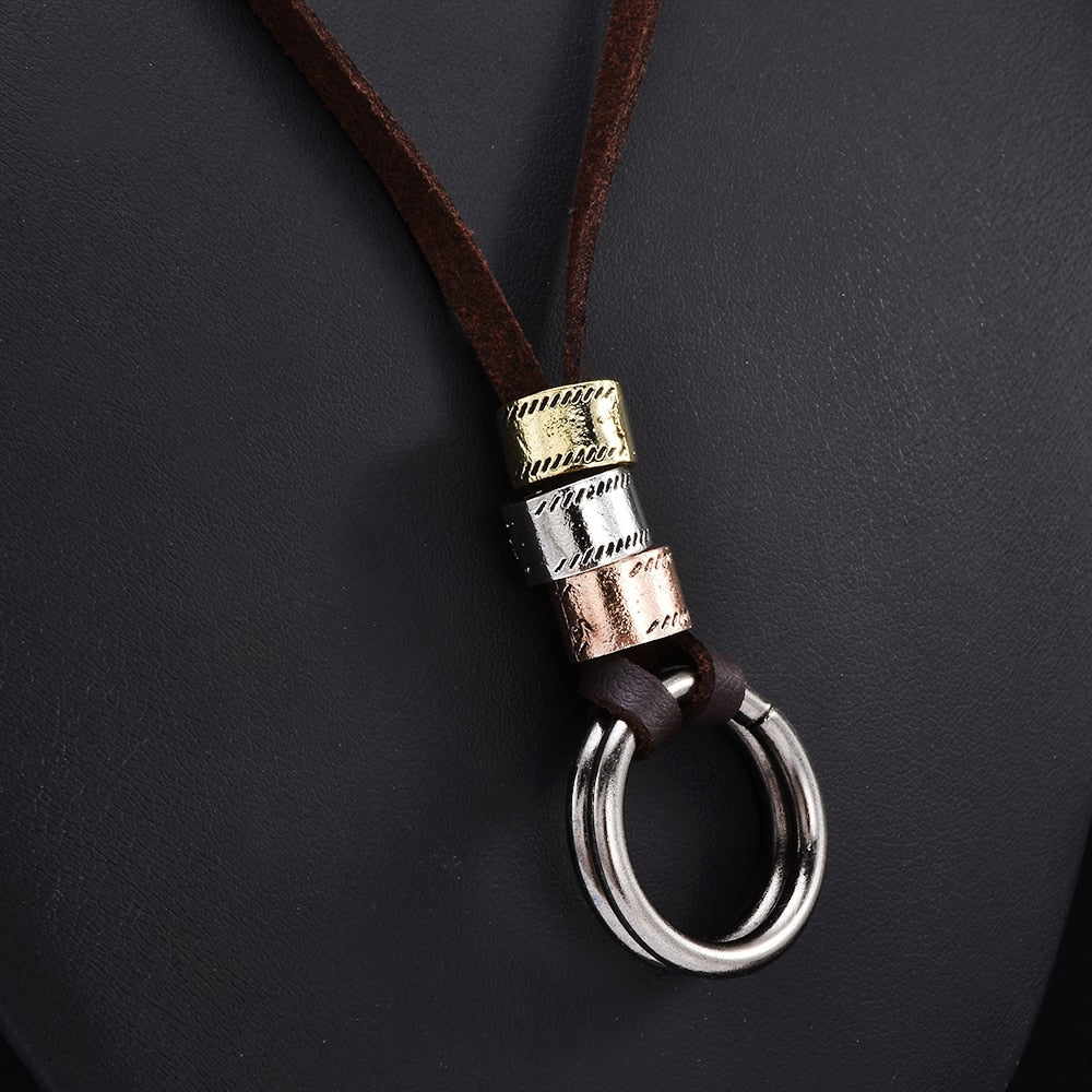 Feather Angel Wings Necklace & Pendants Vintage Brown Leather Neckless for Women Men Jewelry Boys Necklace Statement Necklace