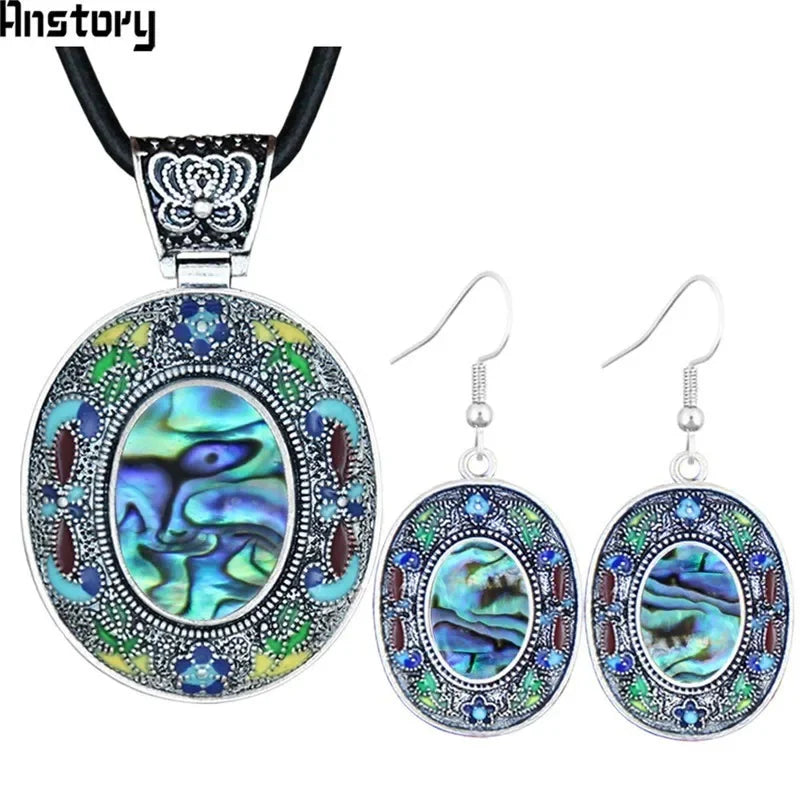 Vintage Oval Lapis Lazuli Jewelry Sets Natural Tiger Eey Unakite Quartz Necklace Earrings Bohemia Fashion Jewelry TS456 - Charlie Dolly