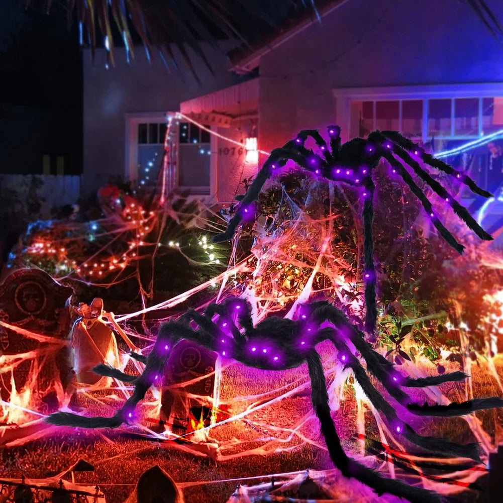 Light-up Spider Halloween Decoration,Big Lighted Spider for Scary Halloween Outdoor Indoor Yard Home Party Haunted House Décor - Charlie Dolly