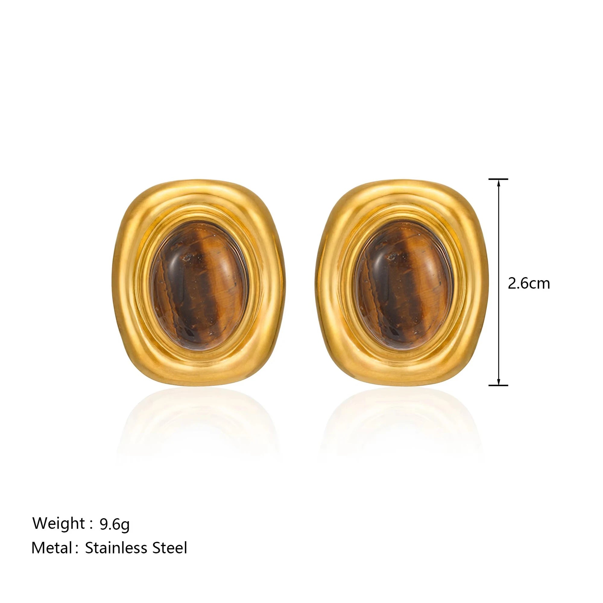 Vintage Fashion Oval Natural Stone Pearl Earrings for Women Stainless Steel 18k Gold Plated Boho Tarnish Free Waterproof Jewelry - Charlie Dolly