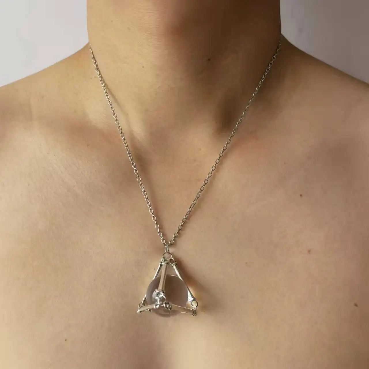 Clear Quartz Crystal Ball Long Necklace Jewelry