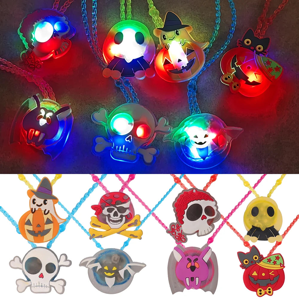 2024 Halloween LED Light-emitting Necklaces for Women Glowing Pendant Toys Children Flash Necklace Halloween Party Decorations - Charlie Dolly