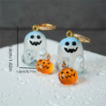 Fashion Halloween Ghost Drop Stud Earrings Women Girl Cute Punk Pumpkin Stainless Steel Jewelry Crystal Hook Dangle Party Gifts - Charlie Dolly