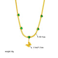 DIEYURO 316L Stainless Steel Butterfly Moon Lock Blue Eyes Pendant Necklace For Women Multilayer Choker Chain Jewelry Gifts - Charlie Dolly