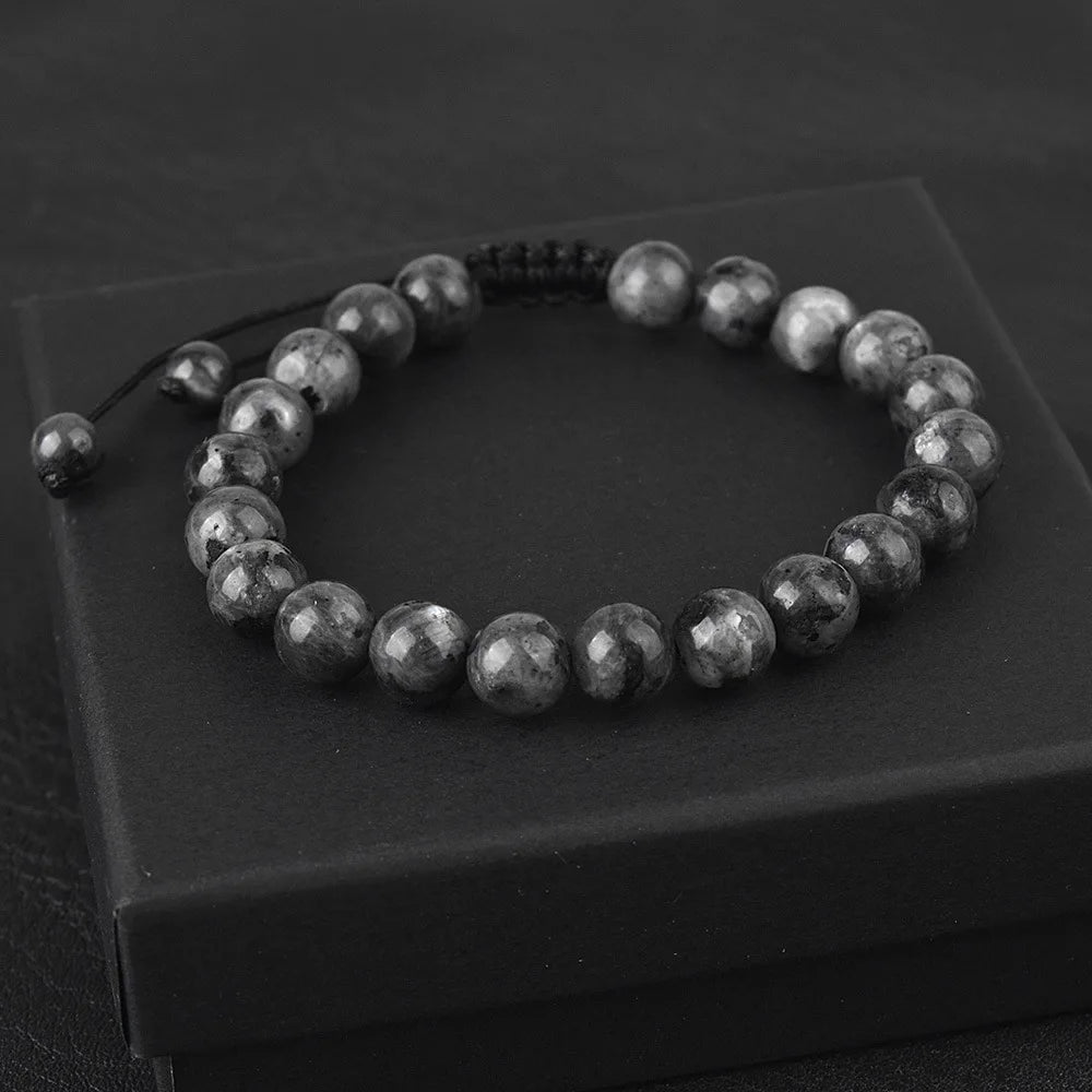 Natural Stone Beaded Bracelet — Tiger Eye, Agate & Lava