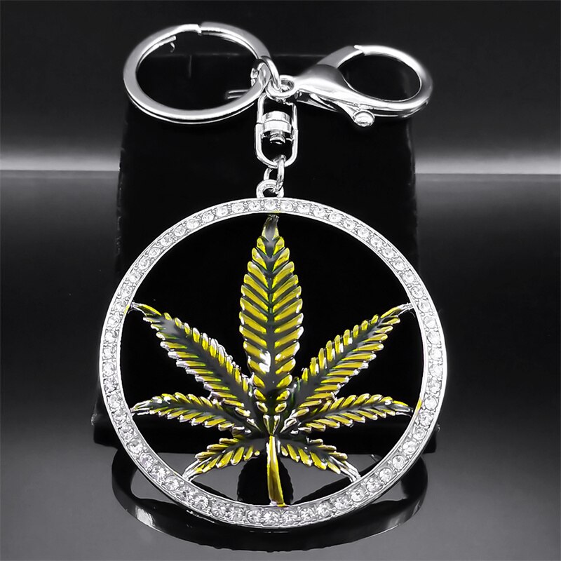 Fashion Crystal Keychain Maple Leaves Pendants Key Ring Alloy Multiple Colors Key Holder Bag Accessories Jewelry Souvenir Gifts