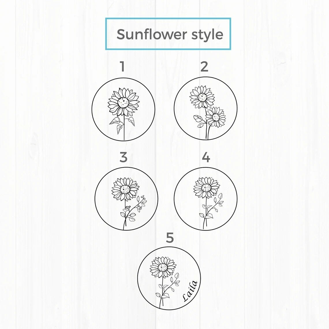 Personalized Sunflower Necklace Girlfriend Jewelry Gift Dainty Disc Engraved Birth Flower Pendant Necklaces