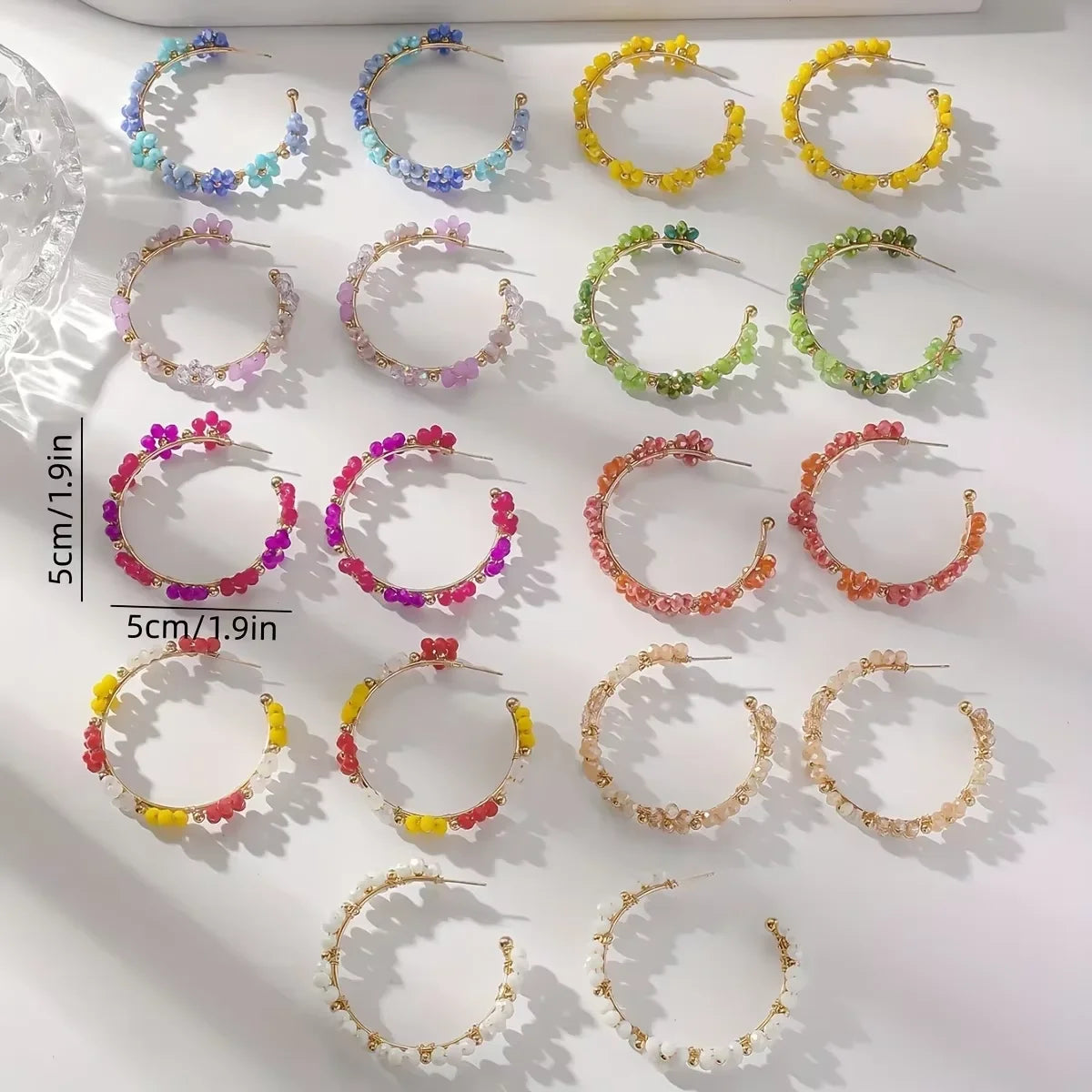 Crystal Beaded Sunflower Handmade Earrings Jewelry