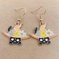 Earrings for Women Girls Drop Dangle Teens Charm Gift Party Simple Punk Cool Halloween Skull Cross Horror Skeleton Death Bat - Charlie Dolly