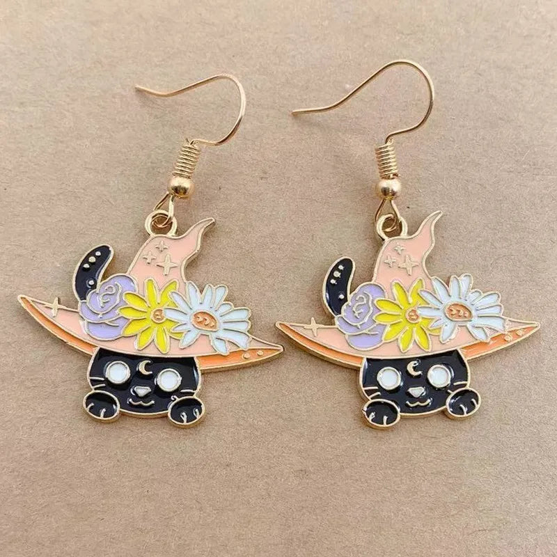 Earrings for Women Girls Drop Dangle Teens Charm Gift Party Simple Punk Cool Halloween Skull Cross Horror Skeleton Death Bat - Charlie Dolly
