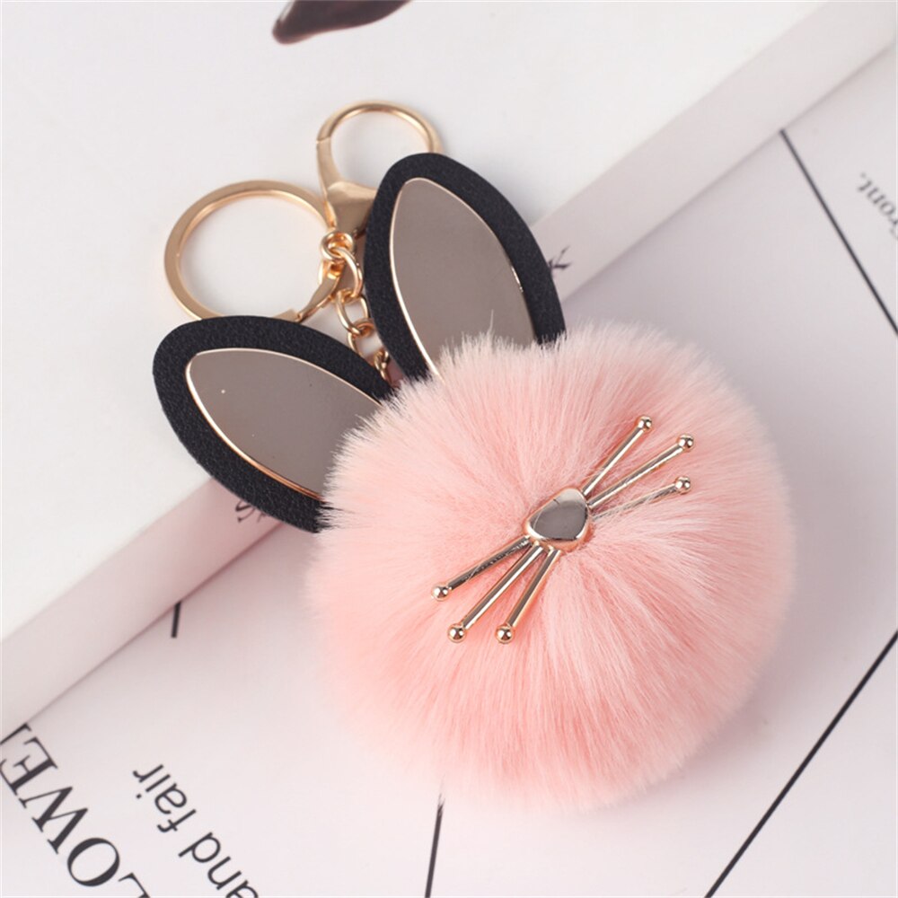 Cartoon Plush Owl Keychain With Sequin Girls Backpack Ornaments Fashion Soft Fluffy Pompom Animal Key Rings For Ladies Gifts