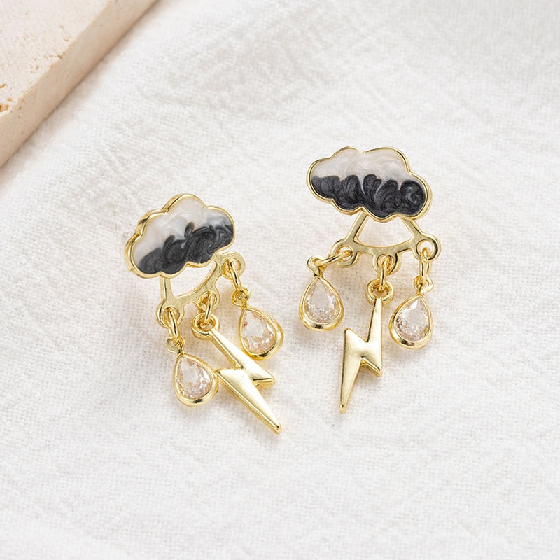 Original Cute Cloud Blue Rain Drop Dangle Earrings For Women 2022 Sweet White Glaze Charming Jewelry