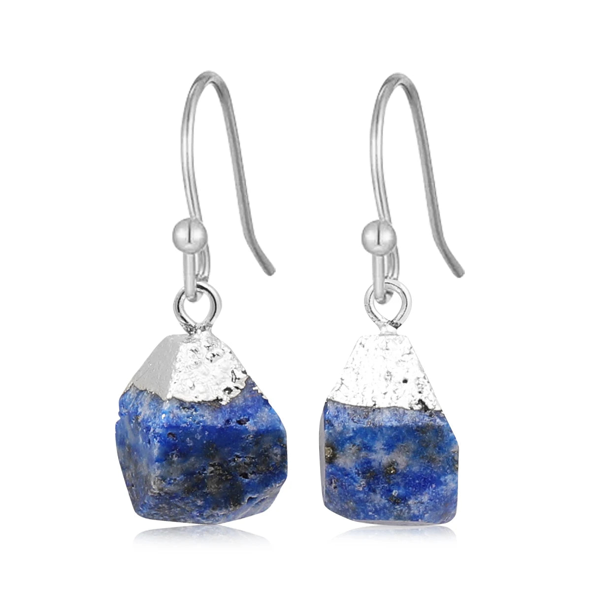 Raw Ore Natural Stone Hook Earrings, Fluorite Amethyst Quartz Healing Crystal Jewelry