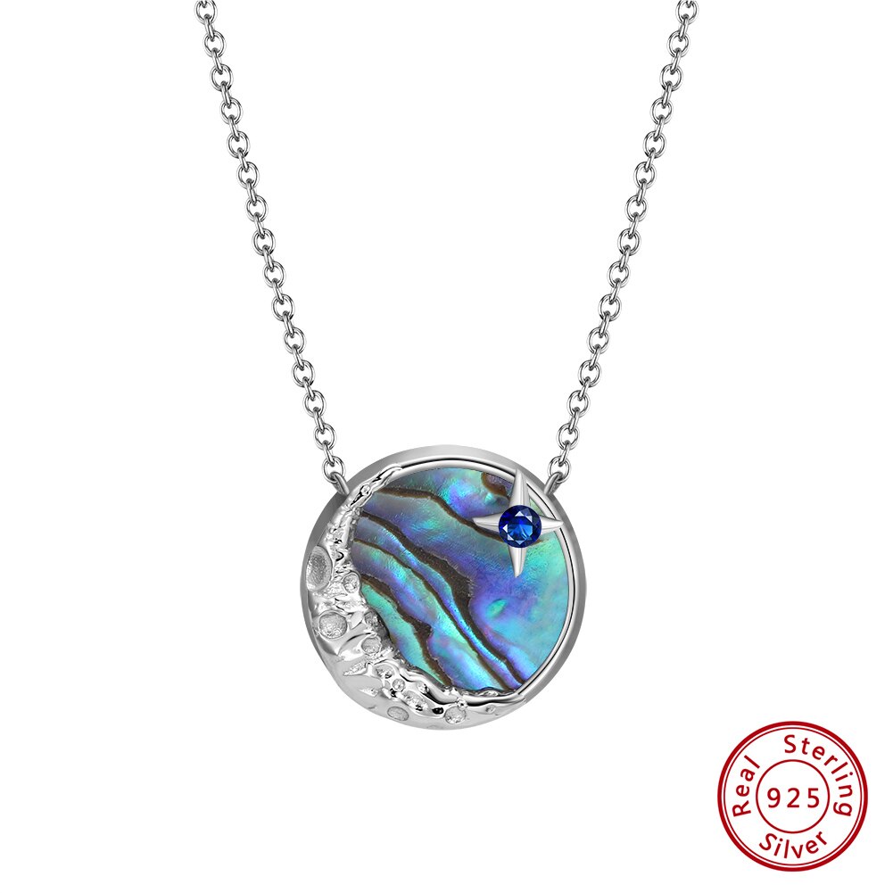 ORSA JEWELS 925 Sterling Silver Natural Abalone Shell Pendant with Unique AAAA Cubic Zirconia Necklace Jewelry for Women SN308