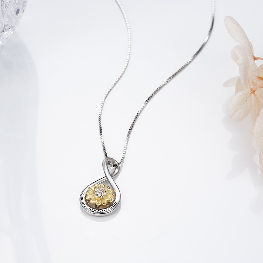 925 Sterling Silver Infinity Rotatable Spinner Anxiety Fidget Sunflower Pendant Worry Stress Relief Necklaces Jewelry for Women
