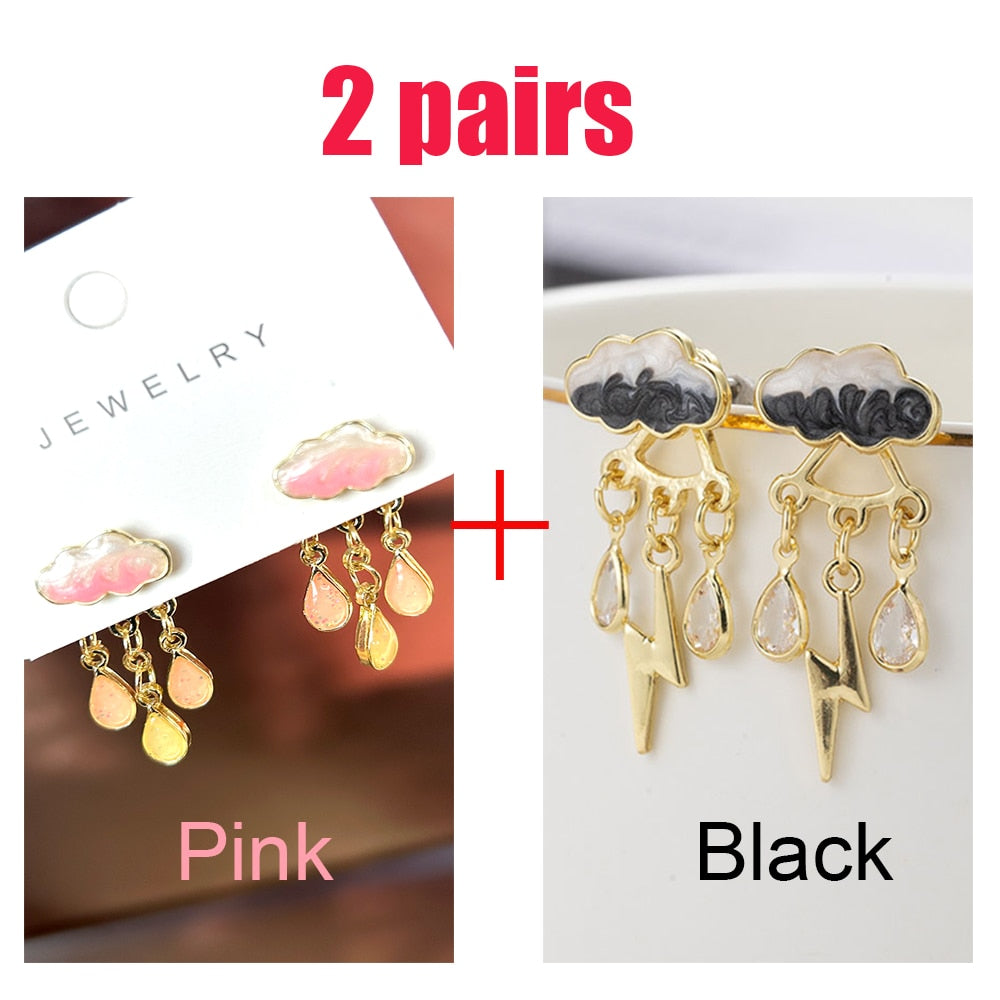 Original Cute Cloud Blue Rain Drop Dangle Earrings For Women 2022 Sweet White Glaze Charming Jewelry