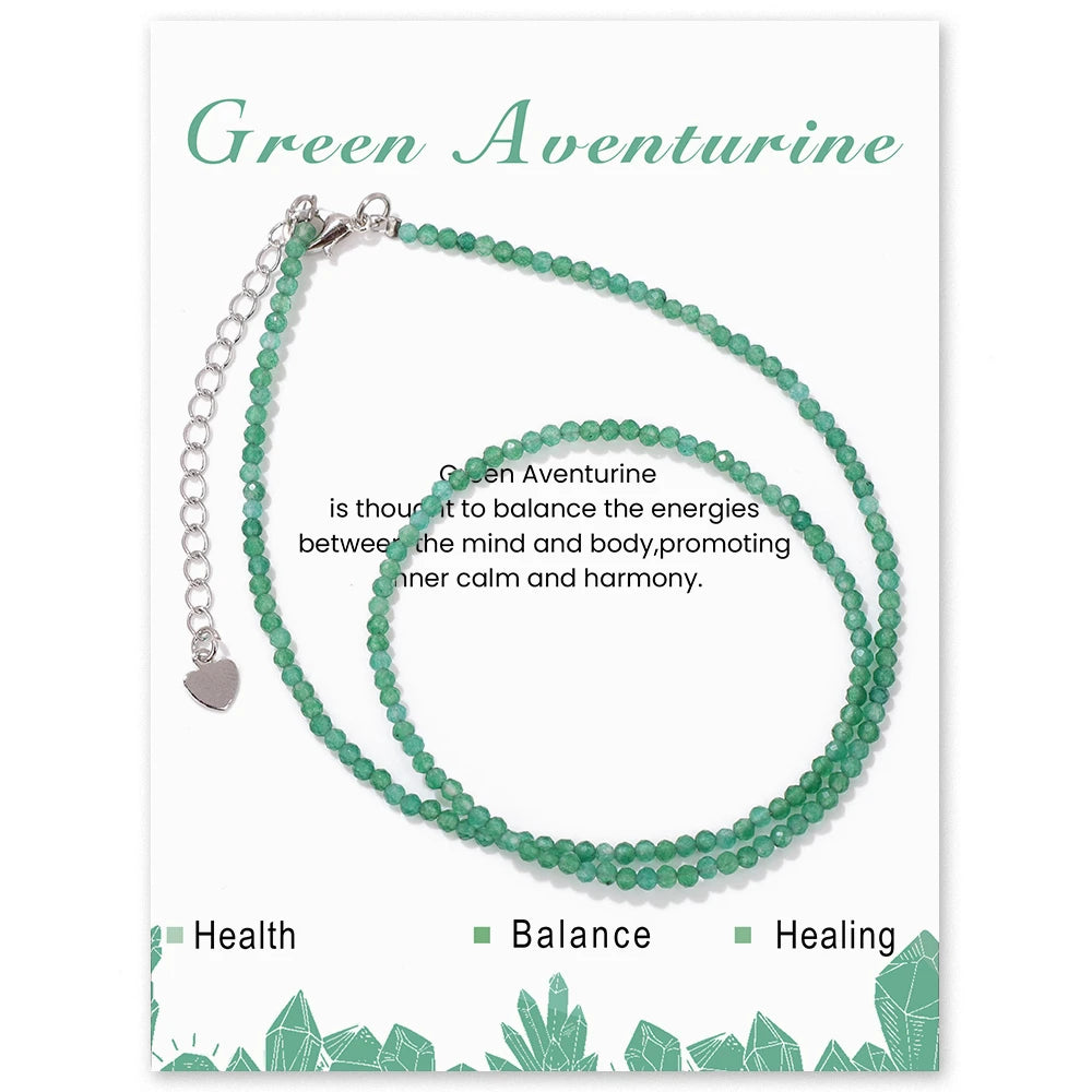 2mm Gemstone Beaded Boho Necklace