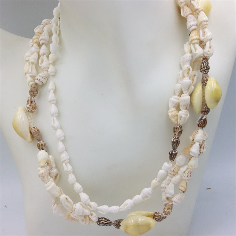 Trendy Fashion Jewelry Natural Sea Snail Shape Shell Beads Making Long Necklace Sweater Design For Women Party Gift Accessories
