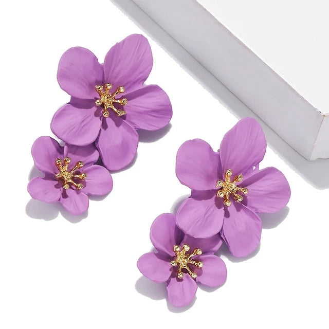 Metal Flower Stud Earrings Jewelry
