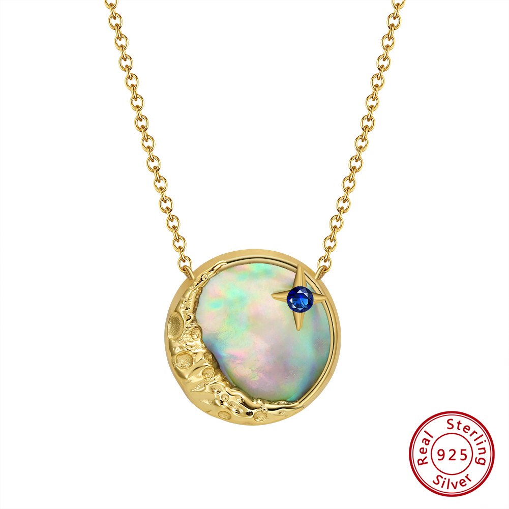 ORSA JEWELS 925 Sterling Silver Natural Abalone Shell Pendant with Unique AAAA Cubic Zirconia Necklace Jewelry for Women SN308