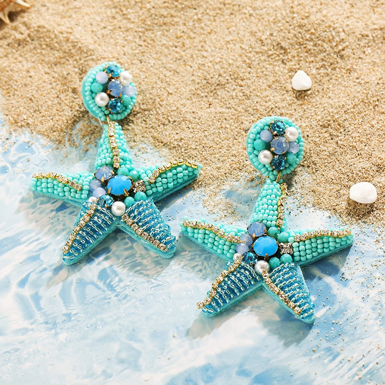 Bohemia Colorful Seed Beads evil eye Flower Drop Earrings For Women Handmade Tassel swan Statement Dangle Earrings Jewelry