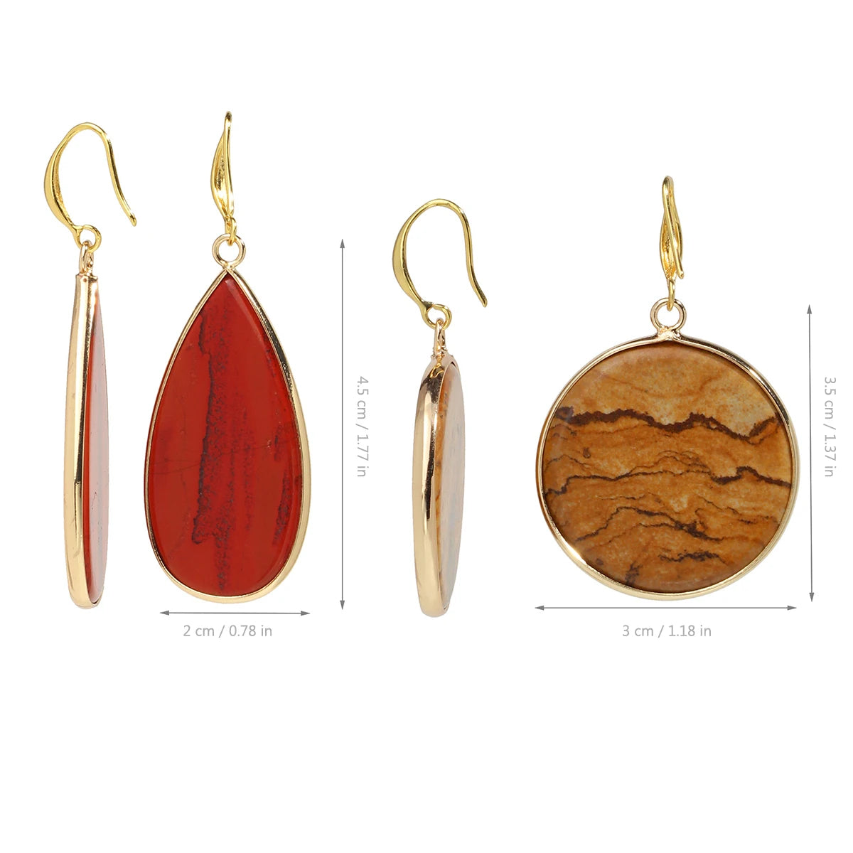 Yumfeel 1Pair Boho Colorful Natural Stone Dangle Earring Turquoise Round Teardrop Earring Retro Elegant Women Banquet Jewelry - Charlie Dolly