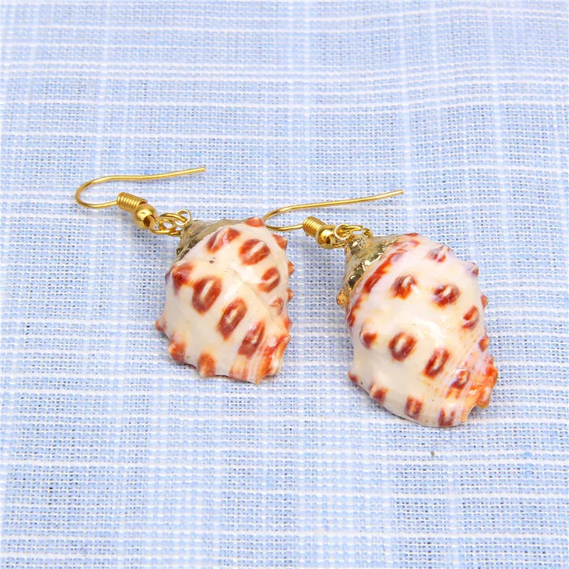 Natural Shell Scallop Drop Earrings Jewelry