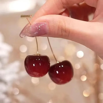 New Small Fresh Sweet Red Cherry Earrings Lovely Cherry Cherries Earrings Pendant Fruit Earrings for Women Charm Jewelry Gift - Charlie Dolly