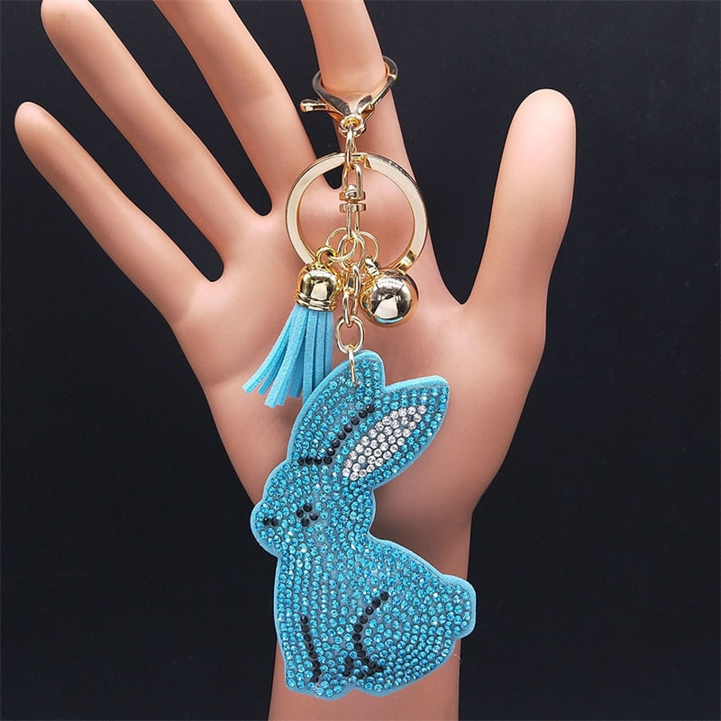 Fashion Lovely Rabbit Keychain for Women Gold Color Crystal Cute Animal Pendant Key Ring Jewelry porta chaves mulher KXHK67S01 - Charlie Dolly