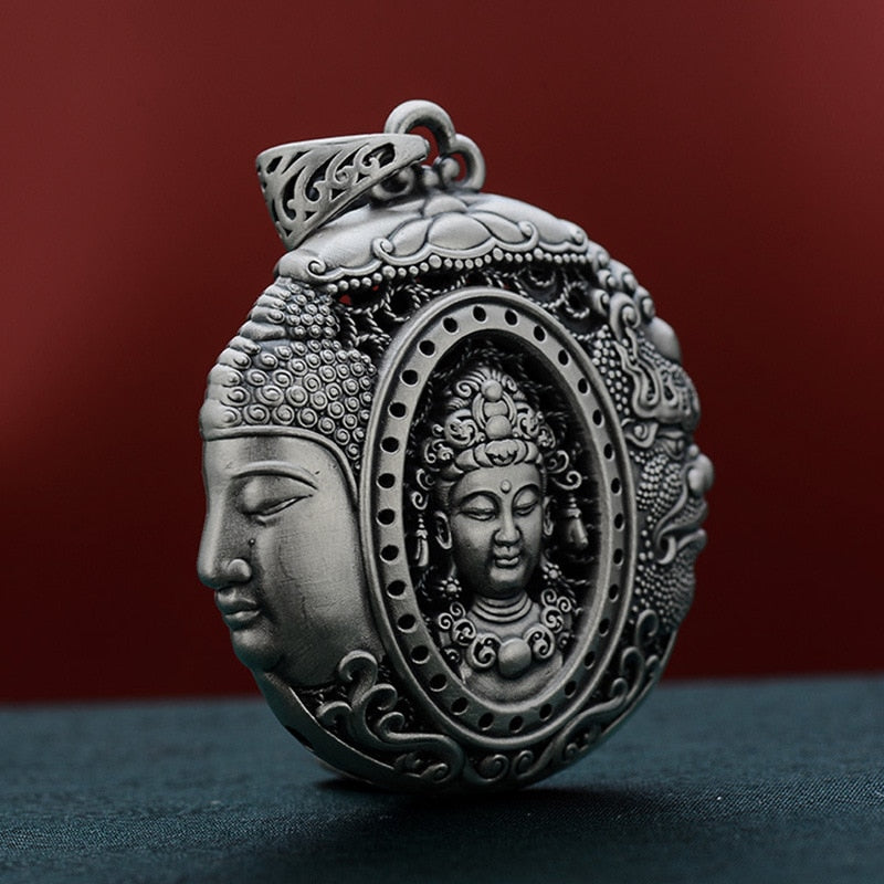 Retro Buddha Demon Pendant For Men Women Jewelry Personality Sweater Chain S925 Male Choker Necklaces Accessories