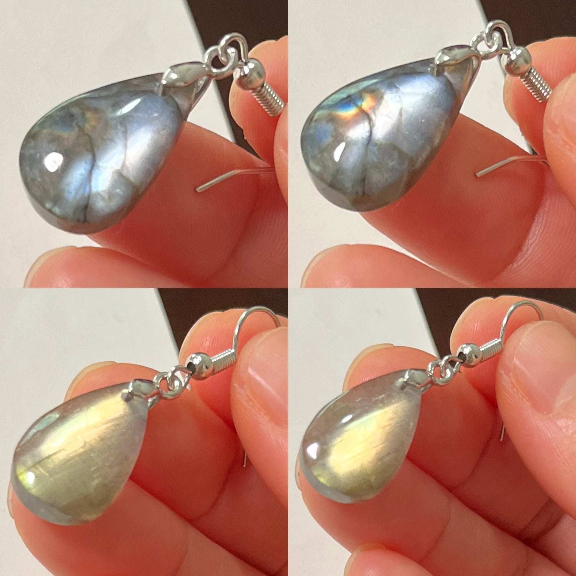 Blue Labradorite Pendant & Earrings Set, Raw Natural Stone Unisex Boho Jewelry